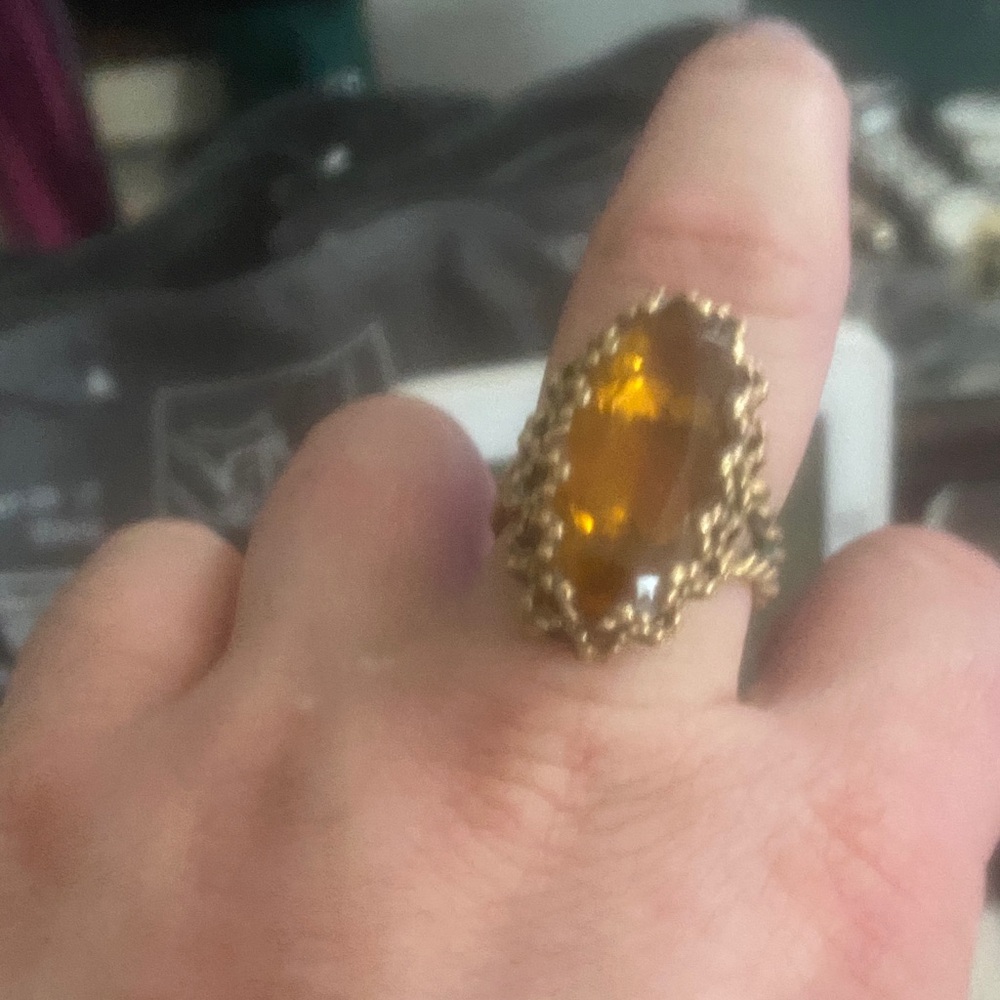 Elegant Gold and Amber Ring